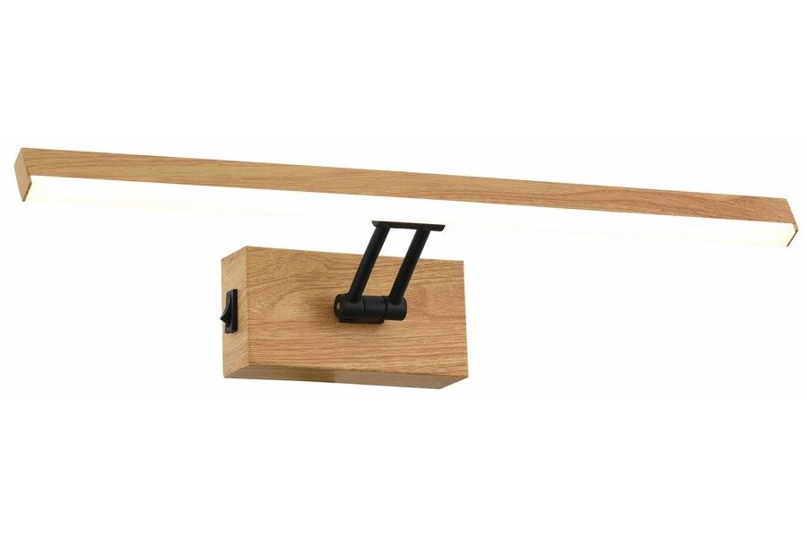 LESTER nástenné svietidlo s vypínačom čierne/imitácia dreva LED/5W/4000K, dĺžka 40cm, IP20