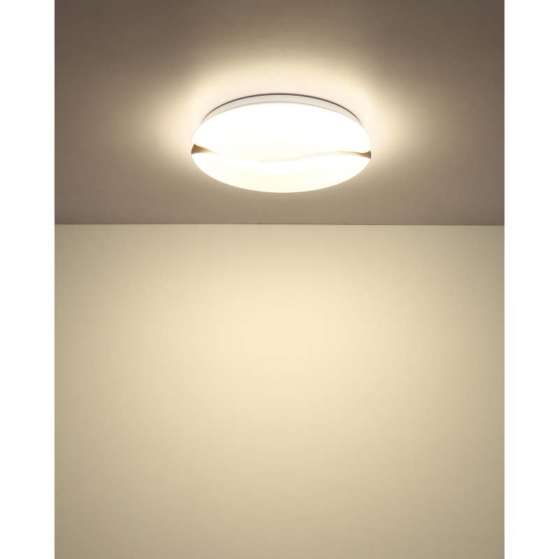 LETICIA stropné svietidlo biele/hnedé drevo 1xLED/24W/CCT 3000/6000/4200K, priemer: 33cm