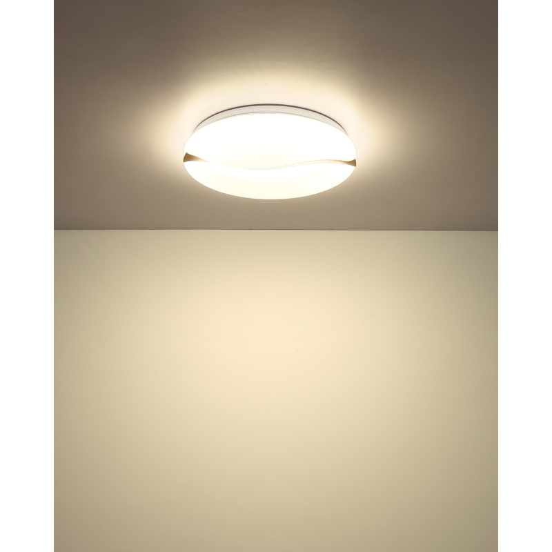 LETICIA stropné svietidlo biele/hnedé drevo 1xLED/24W/CCT 3000/6000/4200K, priemer: 39cm