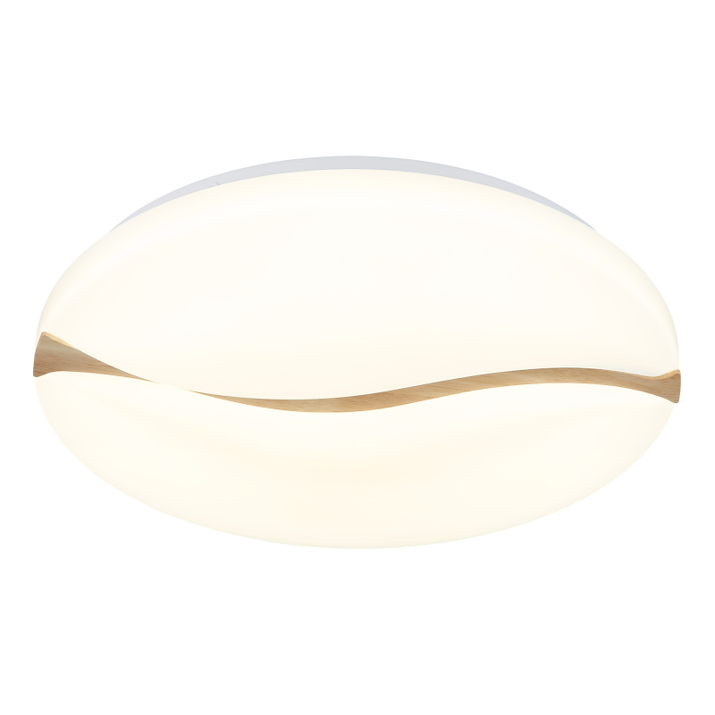 LETICIA stropné svietidlo biele/hnedé drevo 1xLED/24W/CCT 3000/6000/4200K, priemer: 33cm