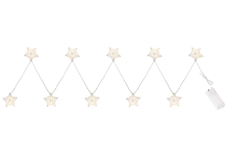 Vnútorná svietiaca dekorácia hviezdičky 10LED teplá biela dĺžka 90cm, na batérie