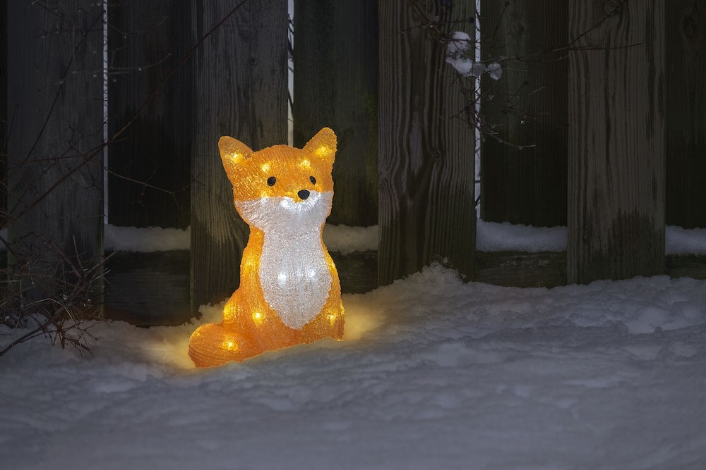 Svietiaca LÍŠKA 32 LED studená biela, výška 27cm