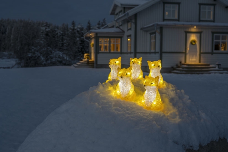 Svietiace líšky 5ks 40 LED studená biela, výška 12cm