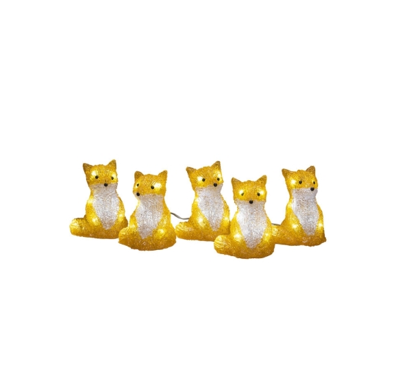 Svietiace líšky 5ks 40 LED studená biela, výška 12cm