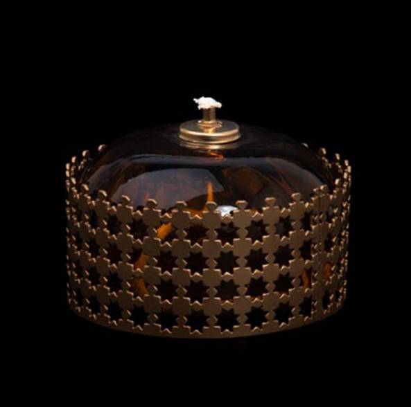 Petrolejová lampa mosadz/hnedá výška: 7,5cm