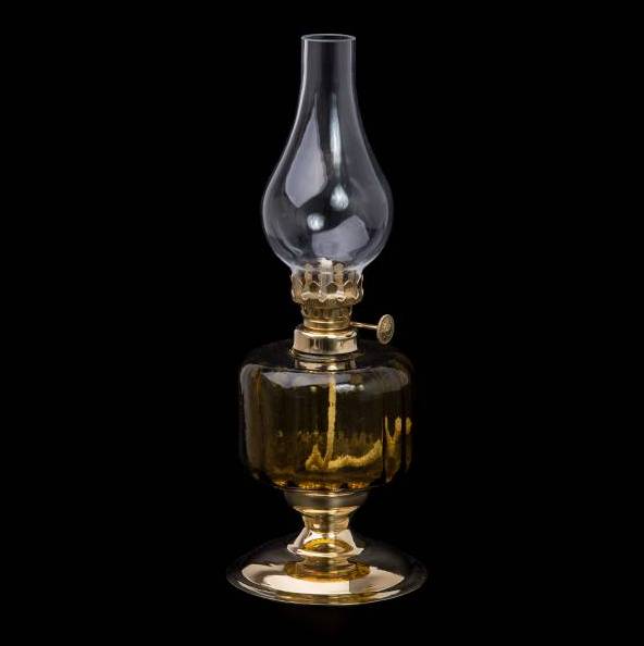 Petrolejová lampa mosadz/hnedá výška: 24cm