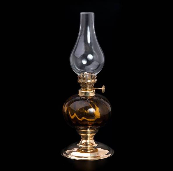 Petrolejová lampa mosadz/hnedá výška: 23cm