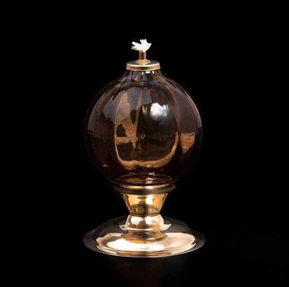 Petrolejová lampa mosadz/hnedá výška: 12cm