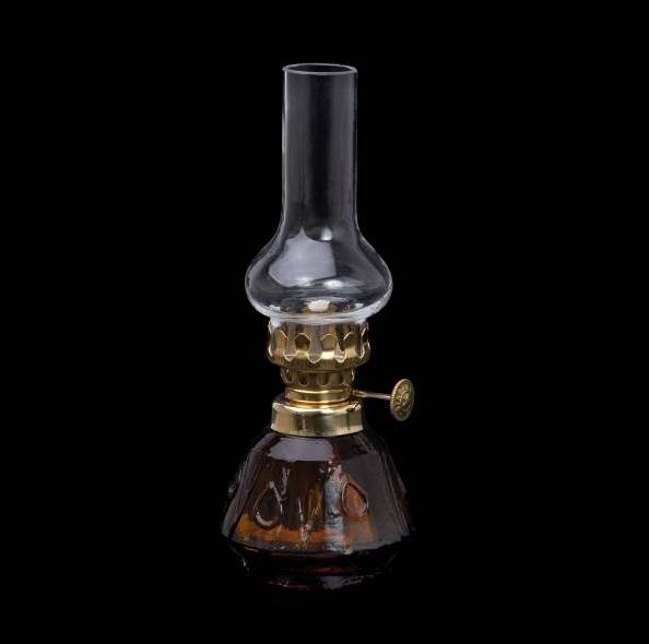 Petrolejová lampa mosadz/hnedá malá výška: 14cm