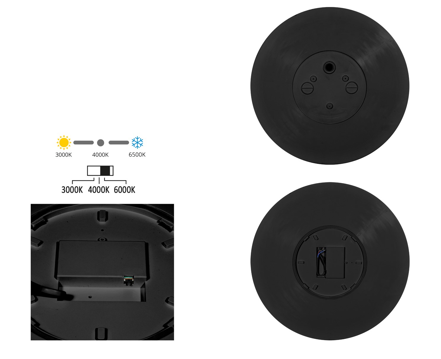 MAKARON stropné svietidlo čierne LED/24W/3000K-4000K-6000K, priemer 30cm, IP44