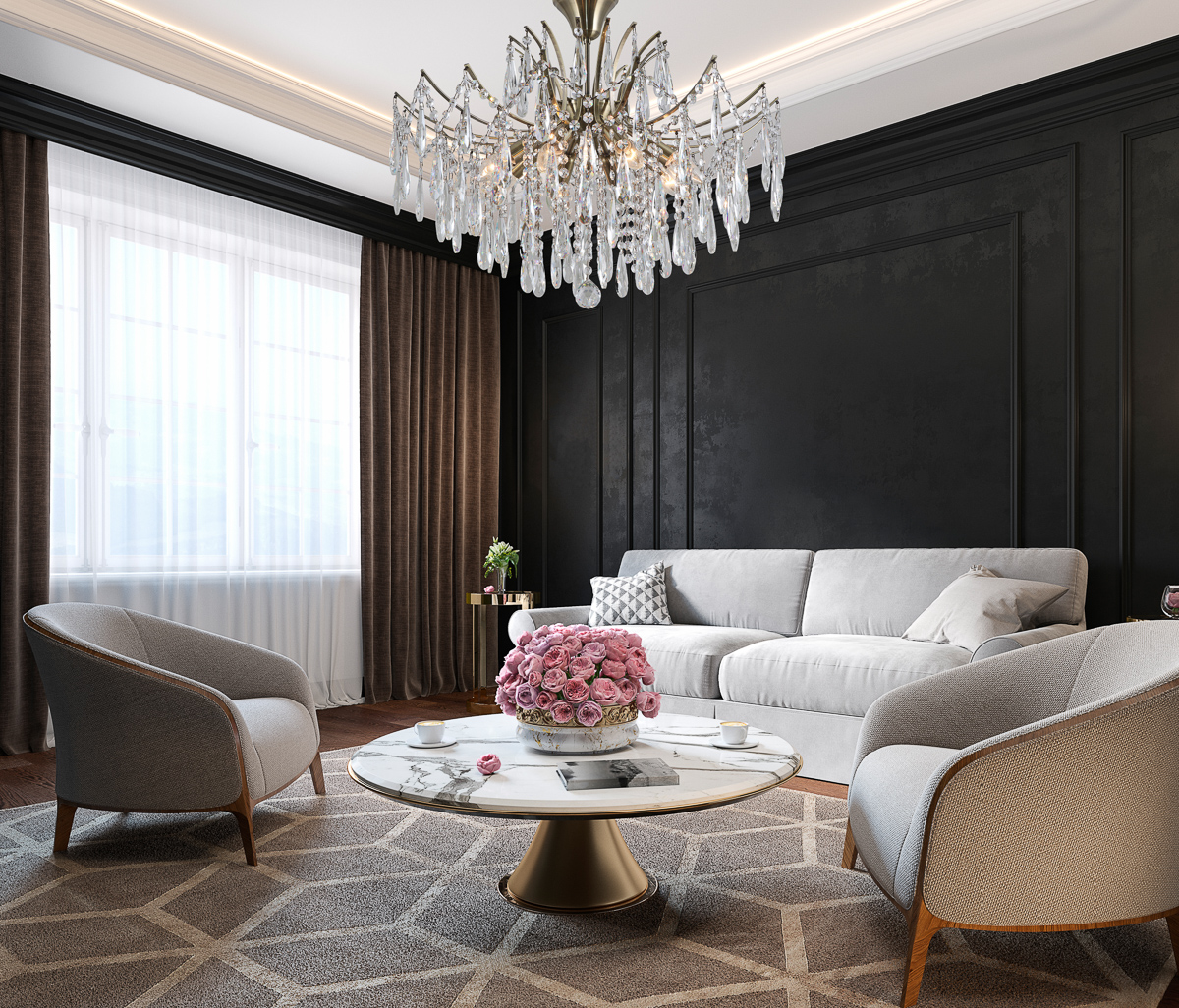 MALLOLA krištáľový stropný luster bronzový 8xE14/40W, priemer: 63cm