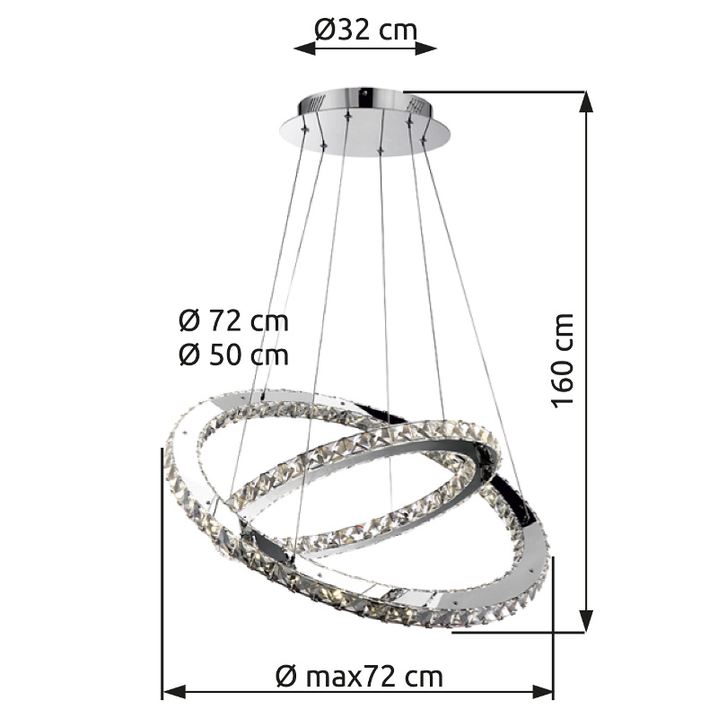 MARILYN krištáľový ledkový visiaci luster 1xLED/60W