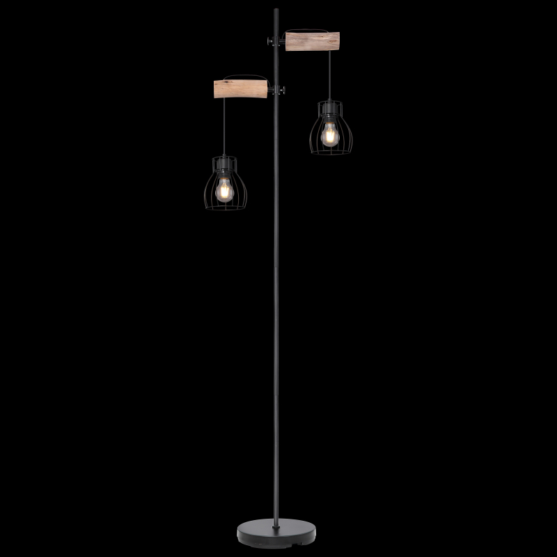 MINA stojanová lampa kov/drevo 2xE27/40W