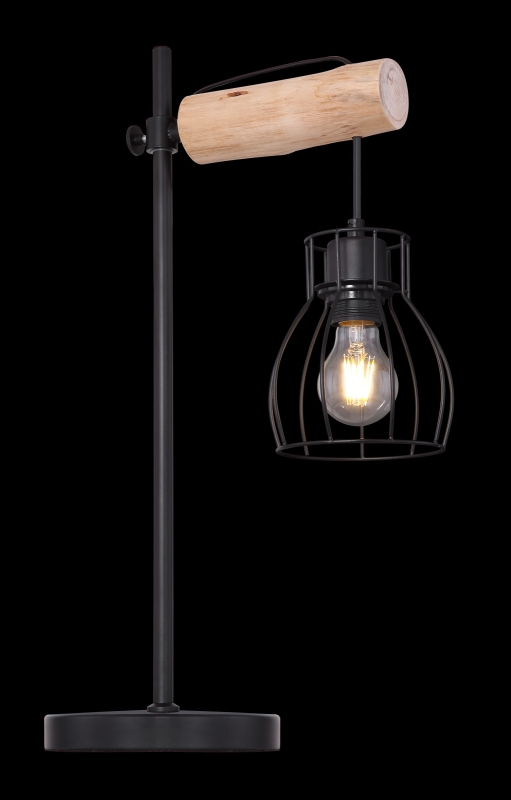 MINA stolná lampa kov/drevo 1xE27/40W, výška: 55cm