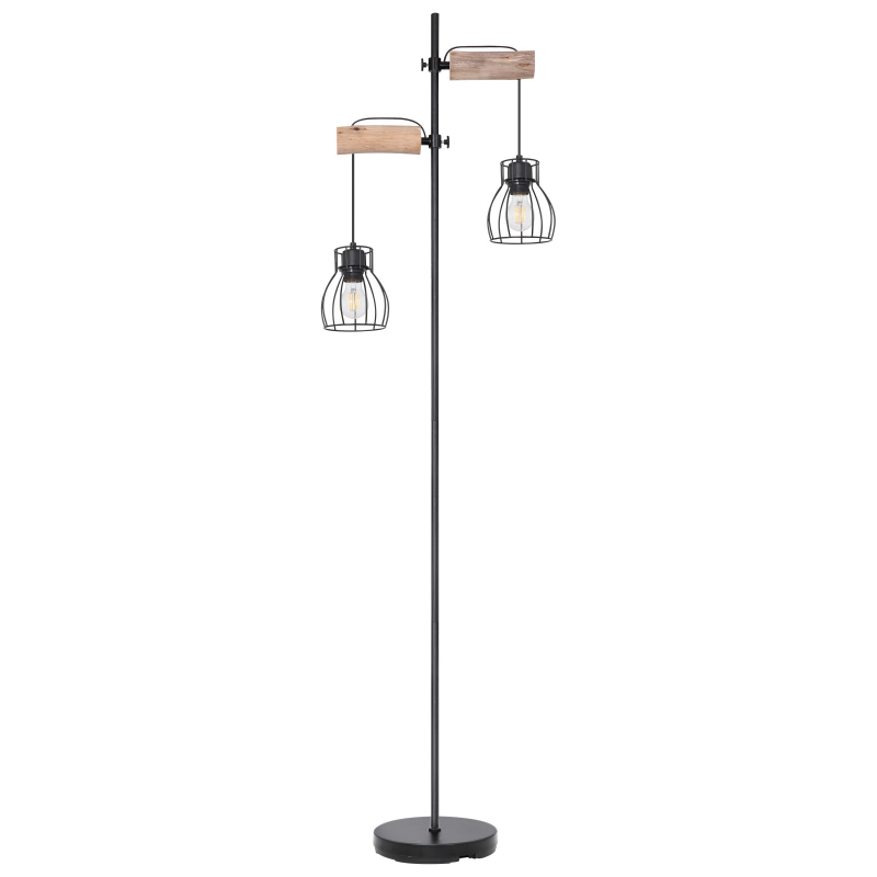 MINA stojanová lampa kov/drevo 2xE27/40W