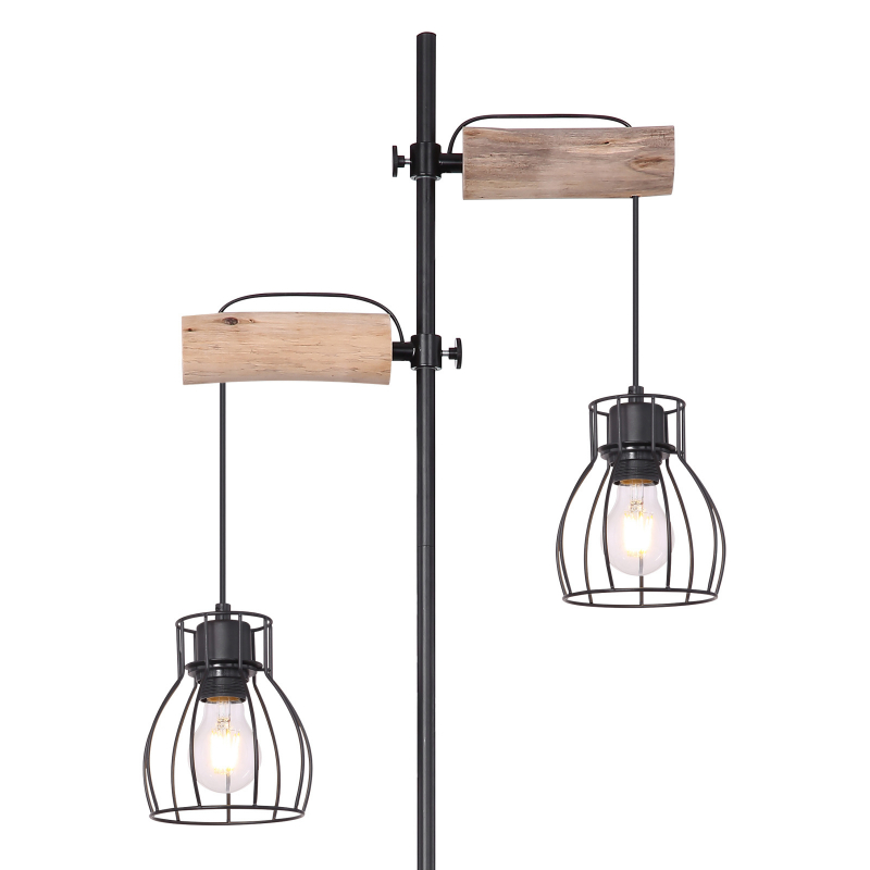 MINA stojanová lampa kov/drevo 2xE27/40W