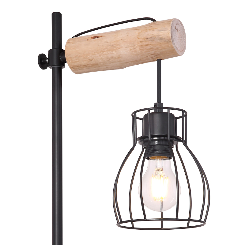 MINA stolná lampa kov/drevo 1xE27/40W, výška: 55cm