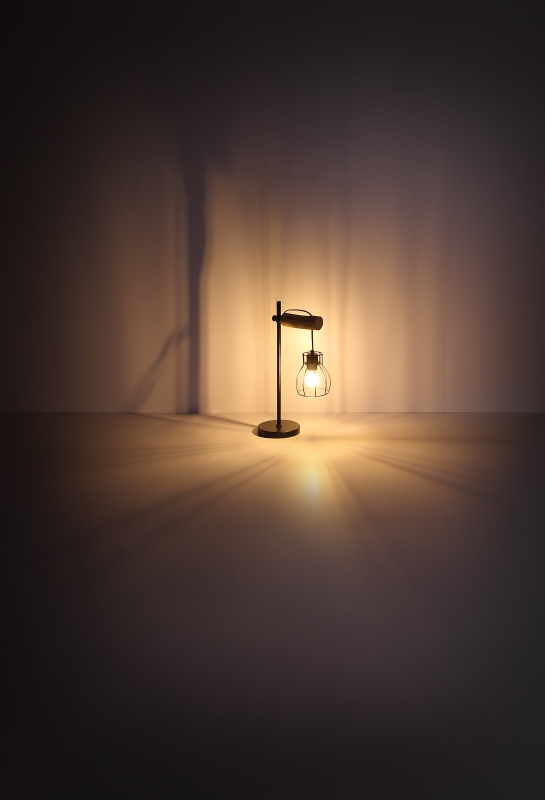 MINA stolná lampa kov/drevo 1xE27/40W, výška: 55cm