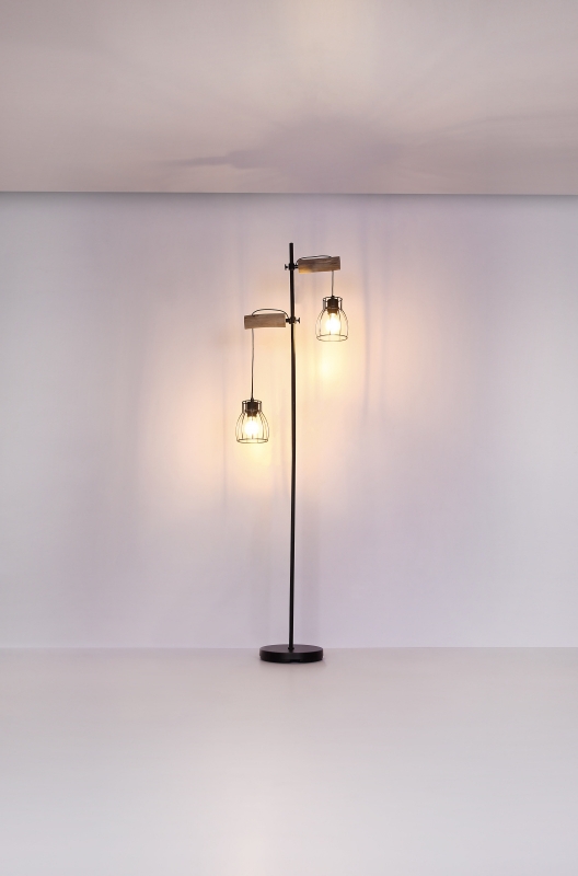MINA stojanová lampa kov/drevo 2xE27/40W