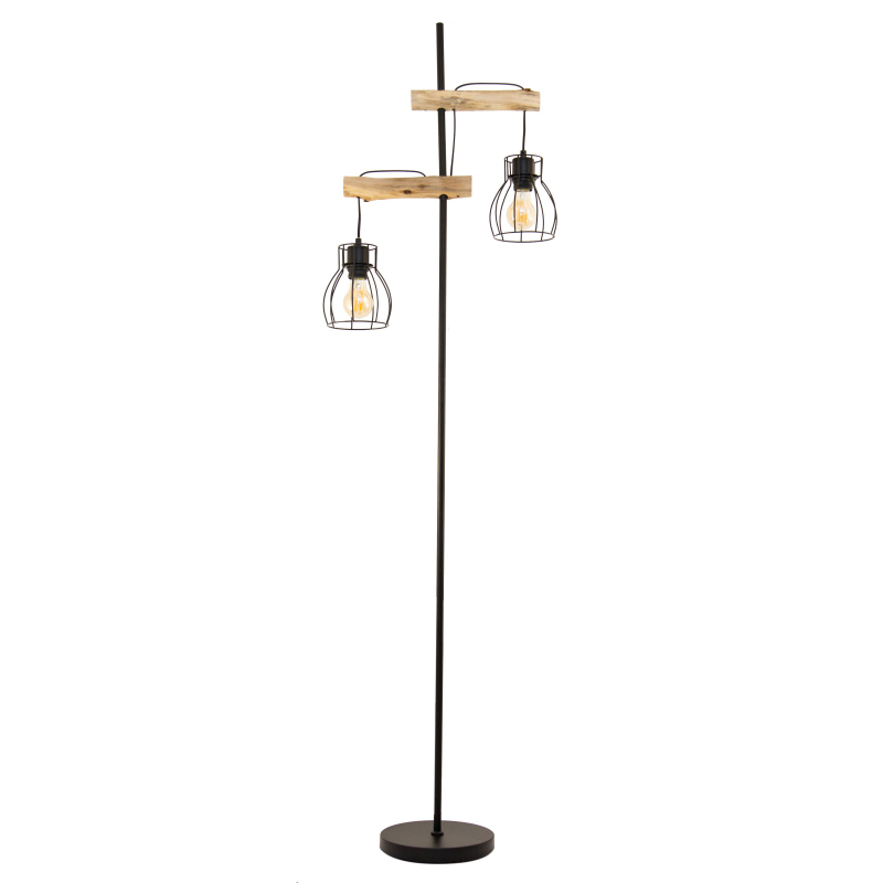 MINA stojanová lampa kov/drevo 2xE27/40W