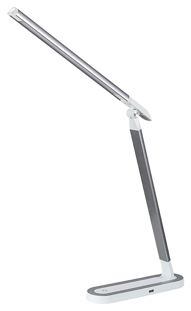 MISHA dotyková stmievateľná stolná led lampa biela/strieborná 7W/4000K + USB port