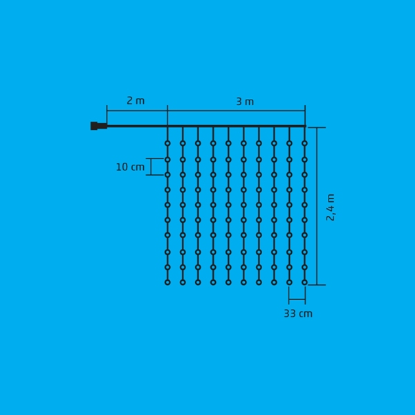 Vnútorný svietiaci záves 240 micro RGB LED SMART ovládanie aplikáciou + diaľkové ovládanie 3x2,4m