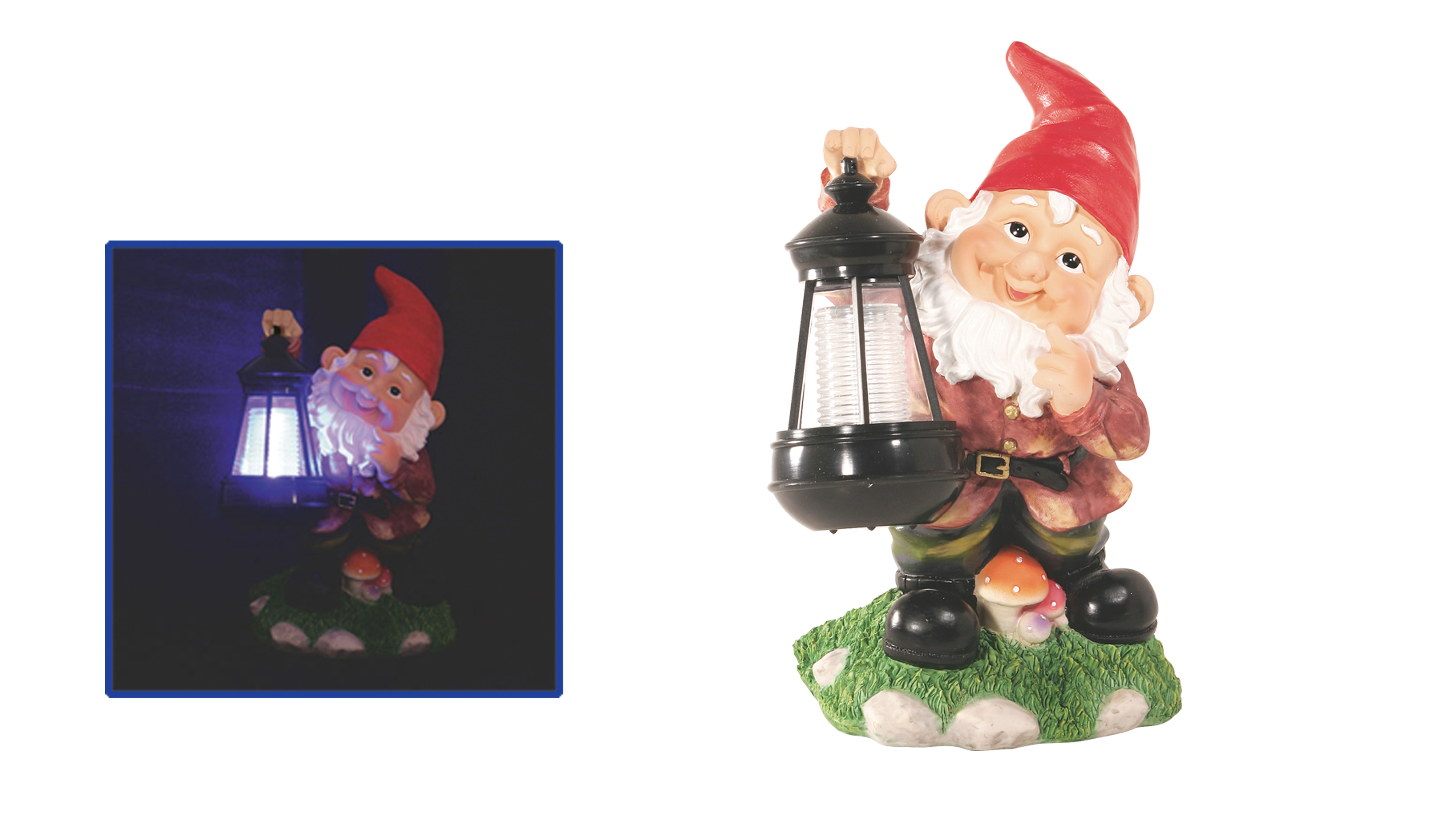 Solárne led svietidlo trpaslík s lampášikom 1x RGB LED meniaca farbu 0,1W IP44
