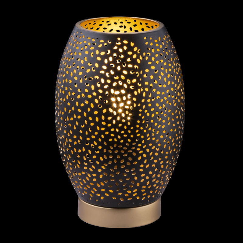 NARRI kovová nočná lampa čierna/zlatá s dierovaním 1xE27/40W