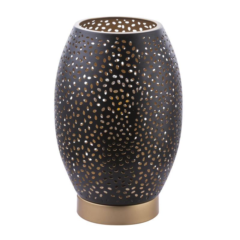NARRI kovová nočná lampa čierna/zlatá s dierovaním 1xE27/40W