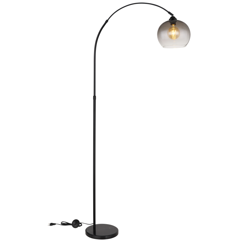 NEWCASTLE stojanová lampa čierna/dymové sklo 1xE27/60W