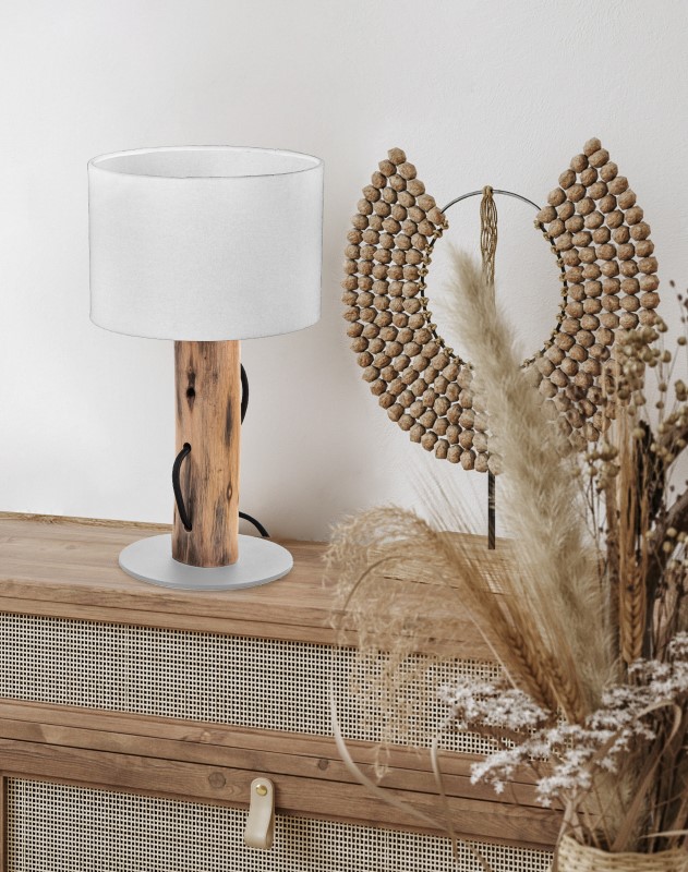 NORIN stolná lampa kov/drevo/textil 1xE14/40W, výška: 32cm