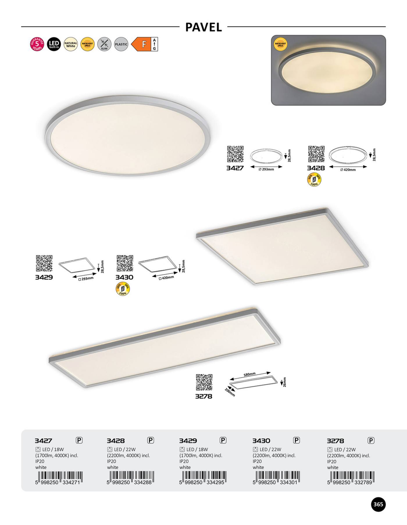 PAVEL stropné štvorcové svietidlo LED/18W/4000K/1700lm, 29,3x29,3cm