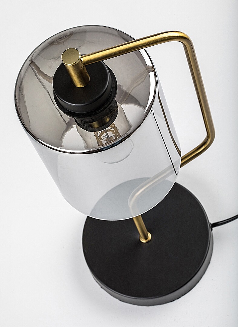 PEREZ stolná lampa čierna/dymové sklo 1xE27/40W