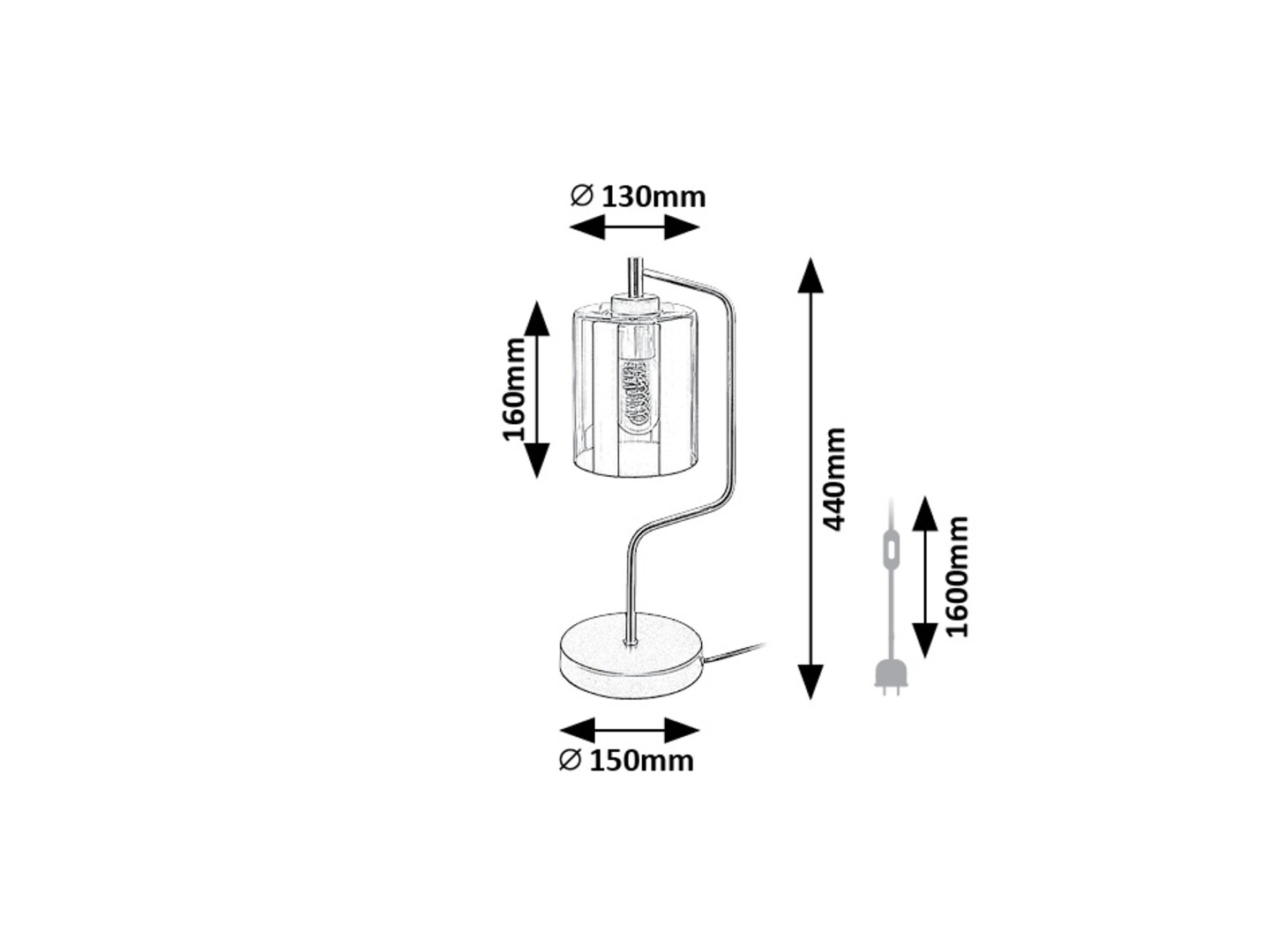 PEREZ stolná lampa čierna/dymové sklo 1xE27/40W