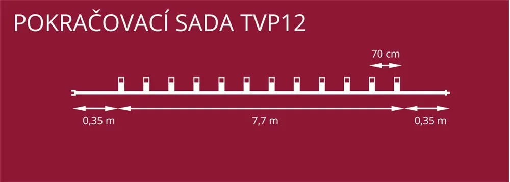 Predlžovacia reťaz MUCHOTRÁVKA FILAMENT farebná 12xLED/20V/0,2W, 7,7m bez transformátora