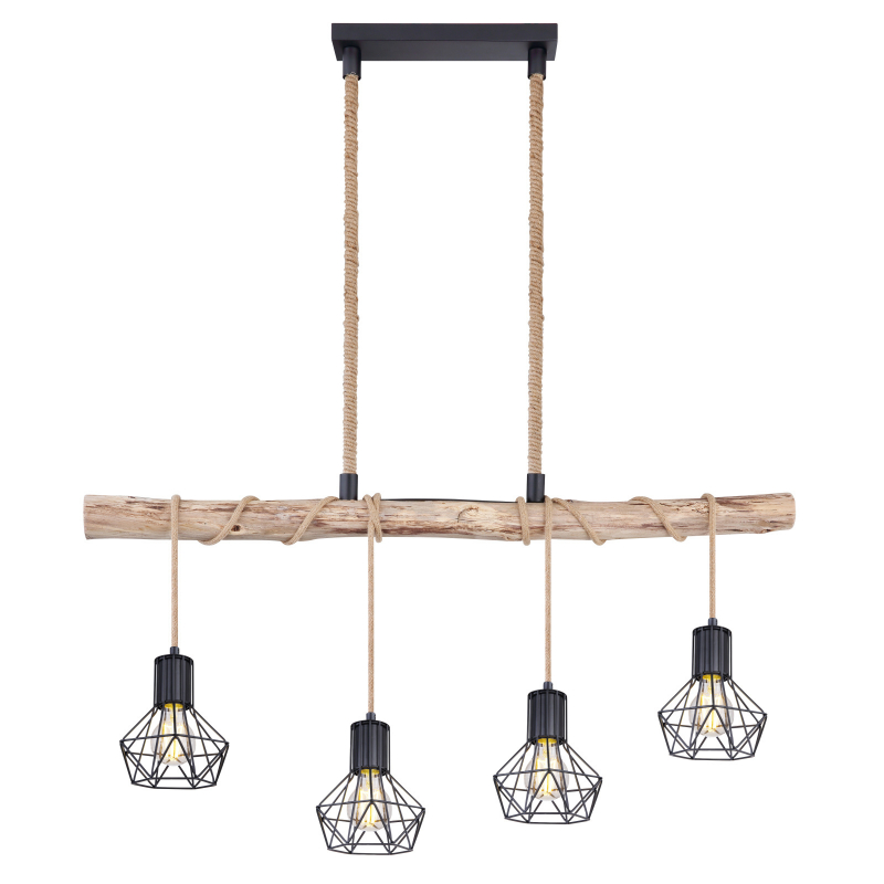 PRISKA visiaci luster kov/drevo 4xE27/60W