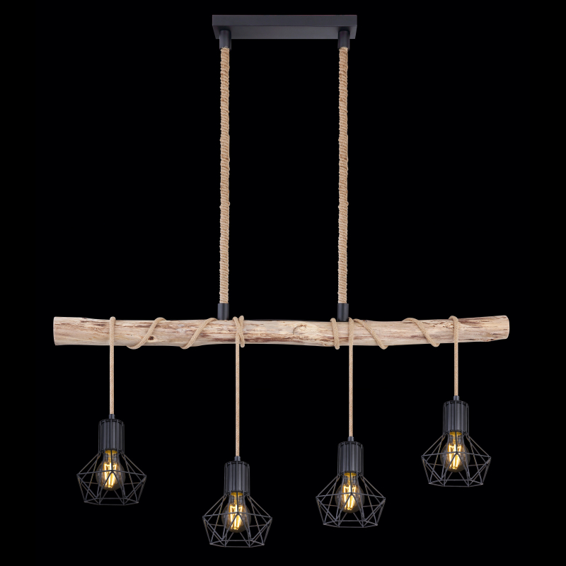 PRISKA visiaci luster kov/drevo 4xE27/60W