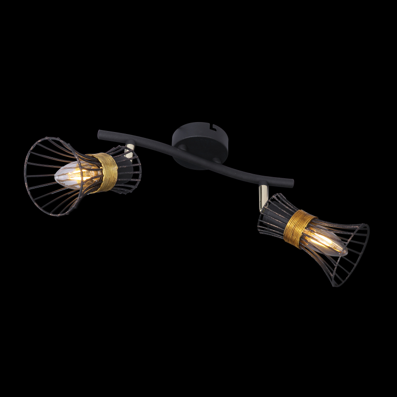 PURRA stropný kovový luster čierny 2xE14/40W