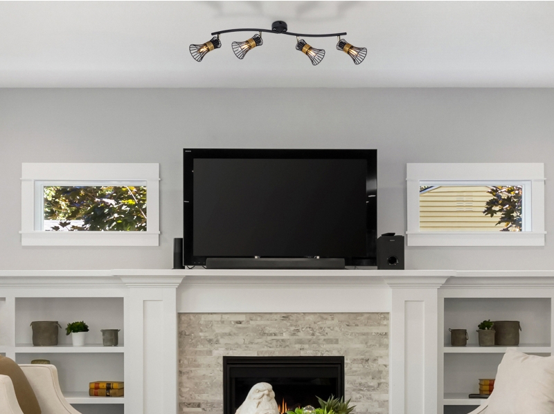 PURRA stropný kovový luster čierny 4xE14/40W