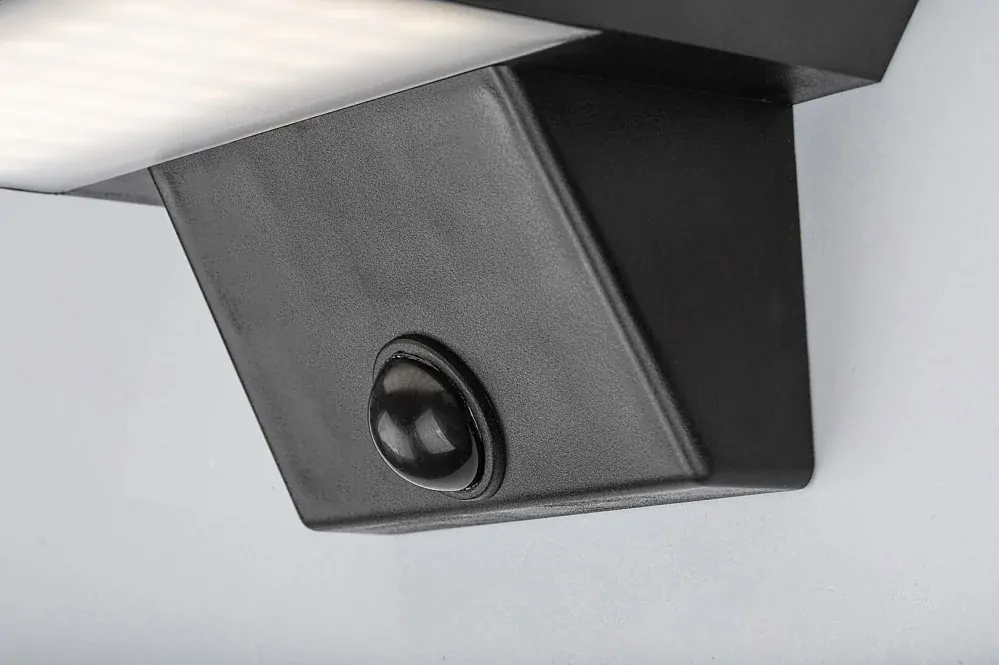 Qesa nástenné solárne led svietidlo čierne so senzorom 10W/4000K/460lm IP44