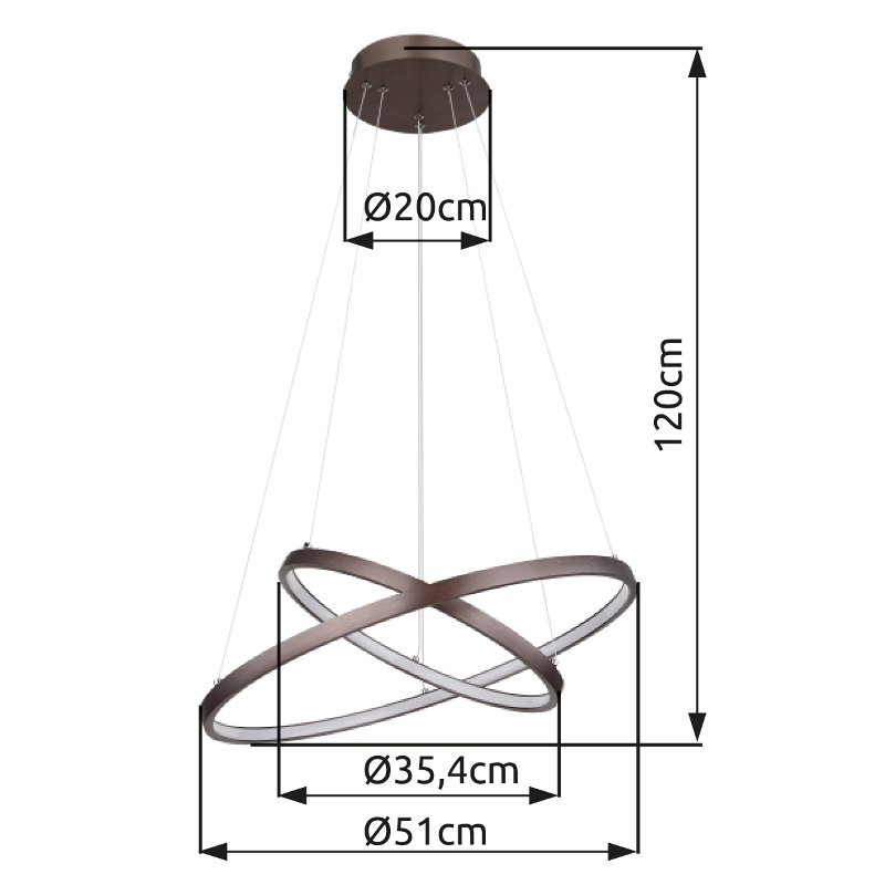 RALPH visiaci ledkový luster hnedý 1xLED/42W/3000K