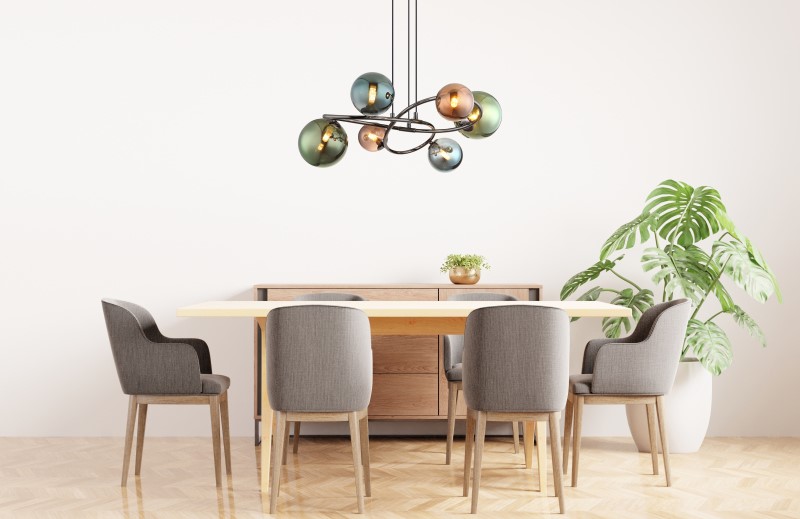 RIHA visiaci luster sivý/multicolor 6xG9 LED/3,5W/3000K, priemer: 65cm
