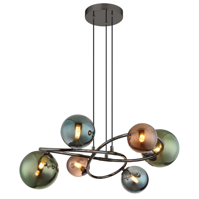 RIHA visiaci luster sivý/multicolor 6xG9 LED/3,5W/3000K, priemer: 65cm