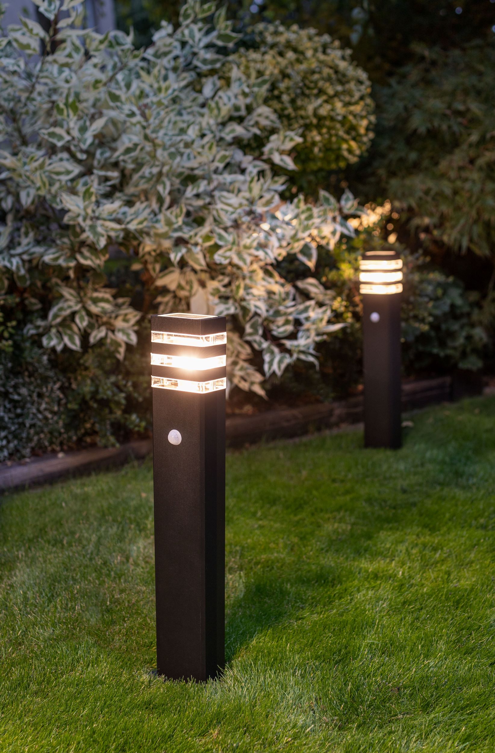 RIO SENSOR stĺpik čierny so senzorom 1xE27/40W IP54, výška: 65,5cm