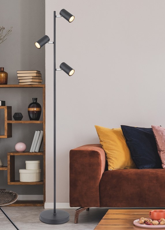 ROBBY stojanová lampa kovová čierna 3xGU10/LED/5W, výška: 154cm