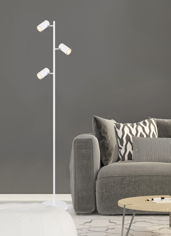 ROBBY stojanová lampa kovová biela 3xGU10/LED/5W, výška: 154cm