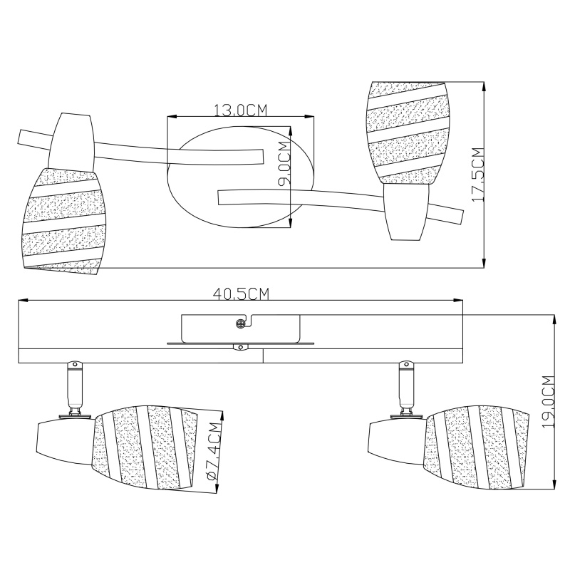ROY stropné bodové svietidlo 2xE14/40W