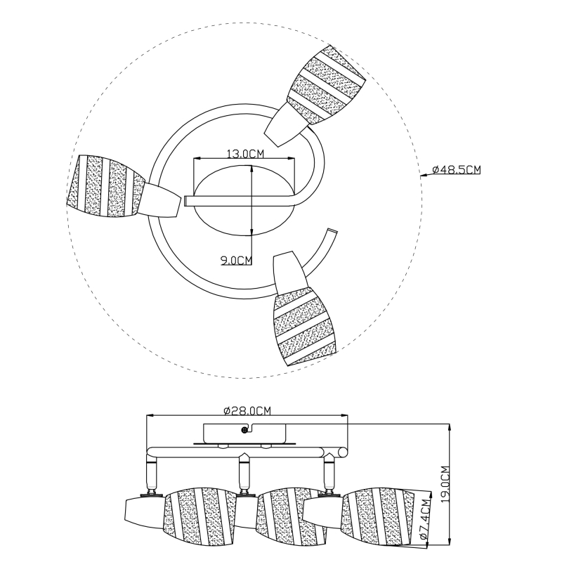 ROY stropné bodové svietidlo špirála 3xE14/40W