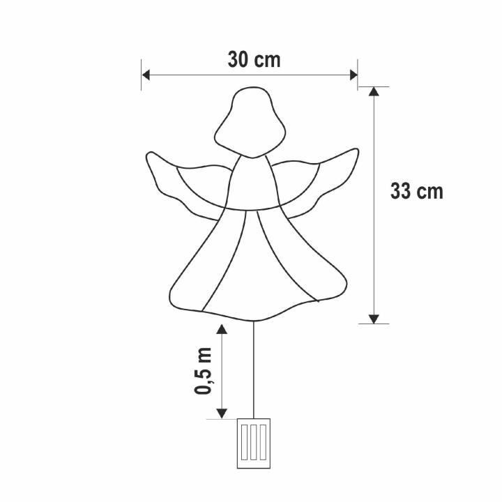 Okenná dekorácia ANJEL BIELY s časovačom 35LED teplá biela, výška 33cm, na batérie