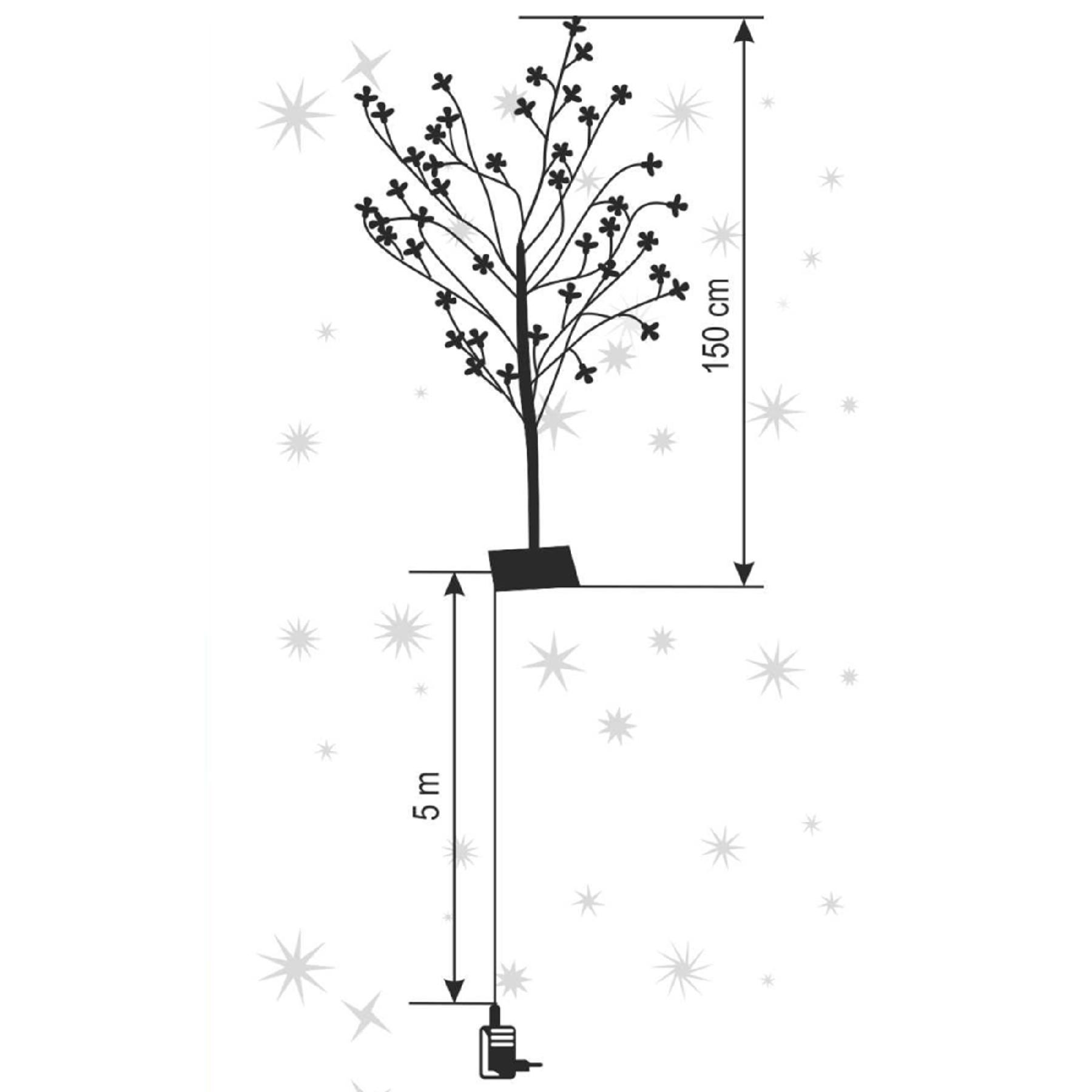 Svietiaci vonkajší stromček kvitnúca čerešňa 200LED teplá biela, výška 150cm